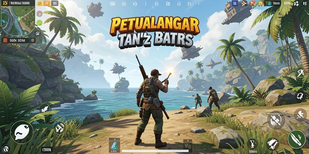 Screenshot menunjukkan petualangan mendebarkan di dunia terbuka.