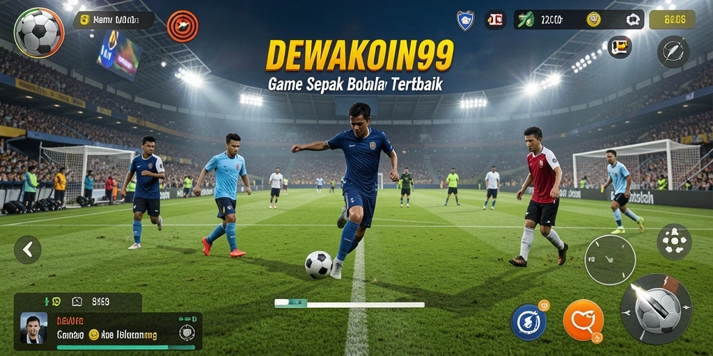 Tampilan gameplay DEWAKOIN99 yang mendebarkan saat pertandingan sepak bola.