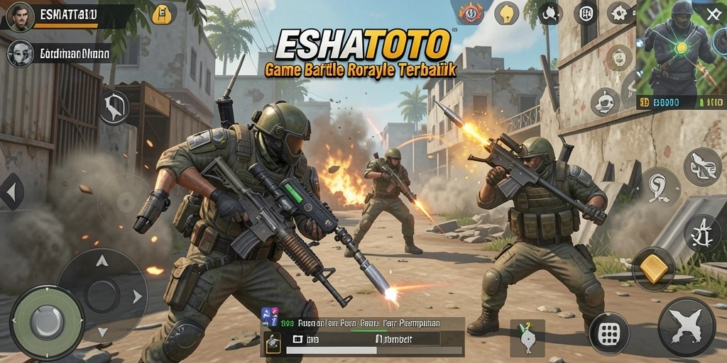 Tampilan gameplay seru dalam ESHATOTO dengan pertempuran intens.