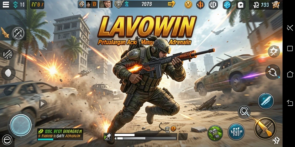 Visual gameplay seru dalam LAVOWIN dengan aksi mendebarkan.