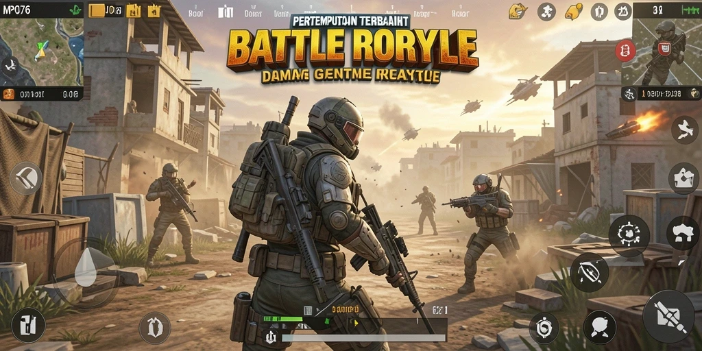 Tangkapan layar MPO76 menunjukkan aksi pertempuran intens di peta Battle Royale.