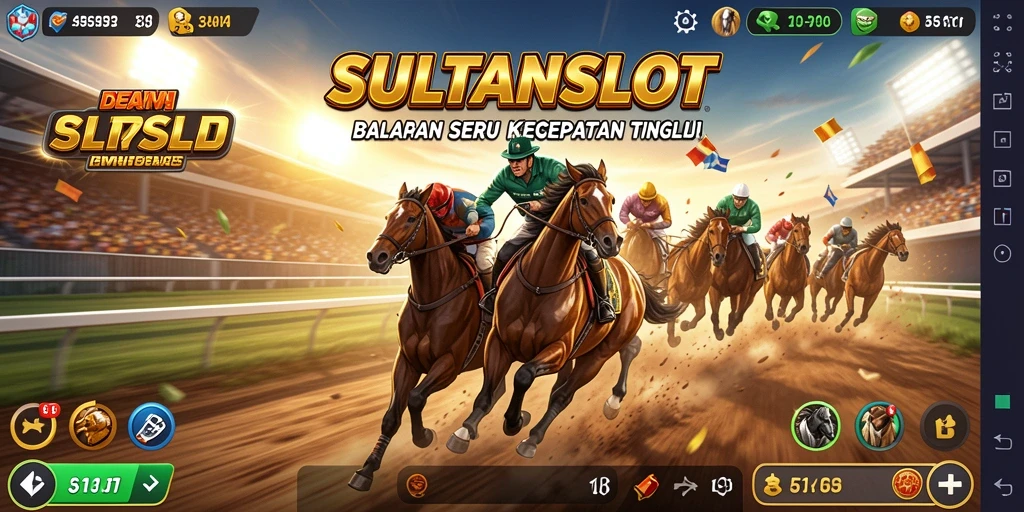 Screenshot dari gameplay SULTANSLOT menampilkan momen balapan motor yang intens.