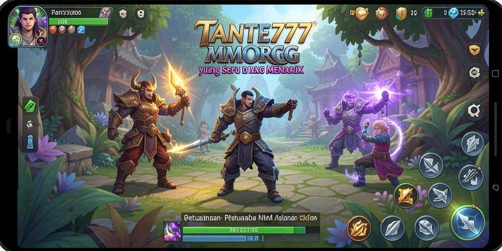 Screenshot utama TANTE777 menampilkan aksi pertempuran epik dalam dunia MMORPG.